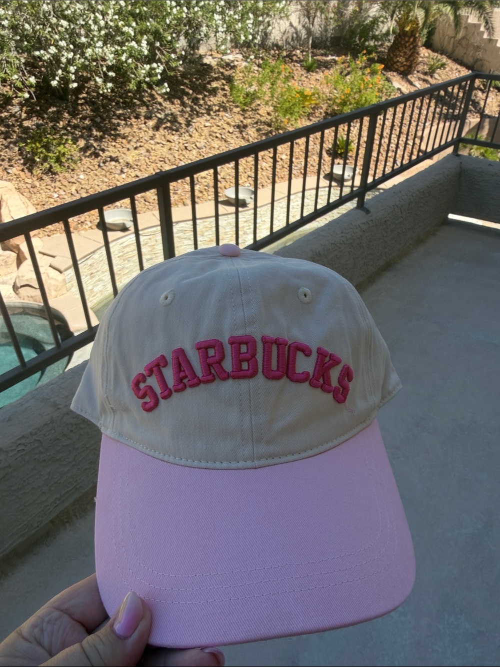 Starbucks Beige and Pink Logo Baseball Cap